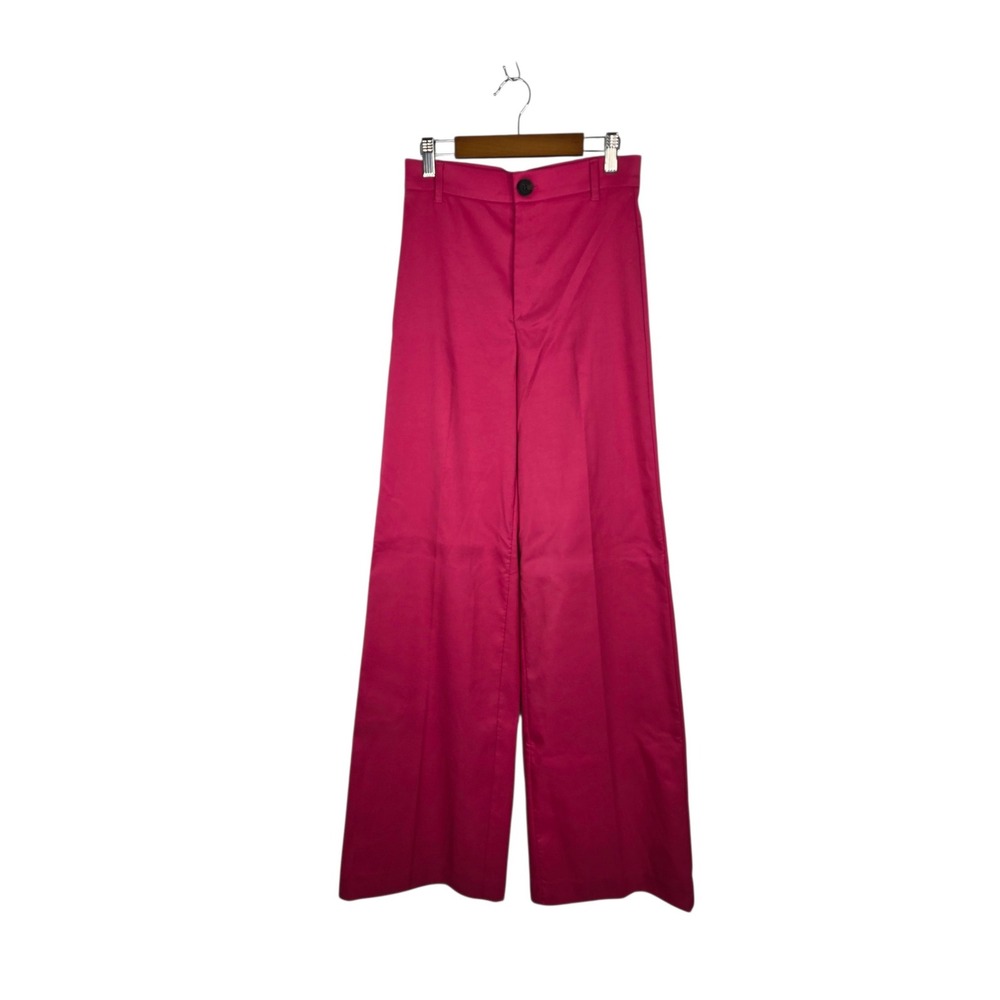 Zara Wide Leg Pants Women XS Fuchsia Trousers High Waist Chic Minimalist New